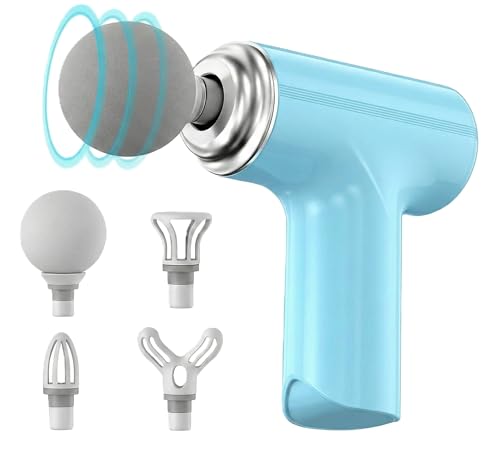 Image of Massage Gun Deep Tissue, Muscle & Body Pain Relief | Special Body Massager for Pain Relief | Massage Gun for Back Leg & Full Body, Neck, Shoulder, Back, Foot | 4 Specialized Heads For Full Body Pain Relief (Light Blue)