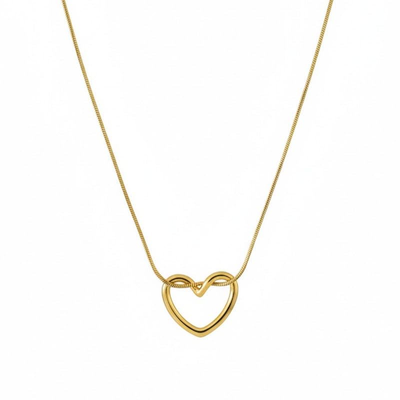 Buy RACHIVA 18K Gold Plated Heart Pendant Open Heart Pendant Necklace - Image 1