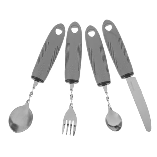 DEARMAMY 1 Set Adaptive Non Slip Utensil for Elderly Portable Shaking Cutlery Ergonomic Tableware for Seniors with Safe Convenient Dining present for Caregivers