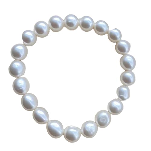 Image of Cultured Freshwater Bracelet Real Pearl Baroque Stretch 7 Inch, 8-9 mm For Women Girls Mother Gift