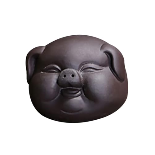 Figurine de thé en zisha cochon noir sculptée à la main pour bureau