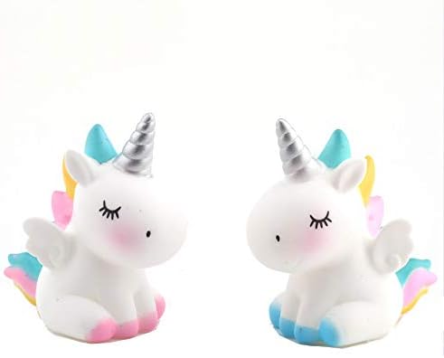 2 Pcs Unicorn Cake Toppers Unicorn Cake Decorations Unicorn Toys for Birthday Party Baby Shower Wedding Supplies (Blue / Pink)