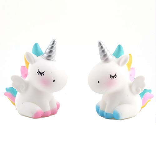 2 Pcs Unicorn Cake Toppers Unicorn Cake Decorations Unicorn Toys For Birthday Party Baby Shower Wedding Supplies (Blue / Pink) #TOP3