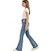 Girls Chic Heart Embroidered Flare Jeans - Stretchy Casual Elastic High Waisted Bell Bottom Denim Pants for 6-13 Years