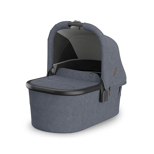 Image of UPPAbaby Bassinet V3 - Compatible with Vista, Cruz, Ridge Strollers - Overnight Sleep Solution - Mattress, Sheet and Bug Shield Included - Julian (Dusty Blue Melange)