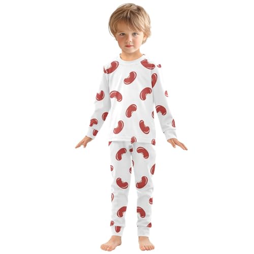 Pajama Sets Long Sleeve Red Bean Pattern Design Soft Comfy Sleepwear 2 Piece PJS 3-8T2