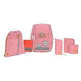 LÄSSIG 7-teiliges Schulranzen Set Kinder/School Set Boxy Unique Pink