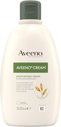 Aveeno Moisturising Cream (1x 500ml), Nourishing Body Lotion with Hydrating Colloidal Oatmeal, Full Body Moisturiser for Dry and Sensitive Skin, Suitable For Adults and Babies From 3 Months