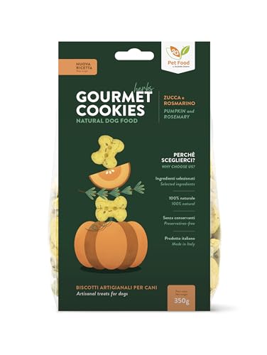 2G Pet Food Cookies Gourmet Zucca e Rosmarino Biscotti Naturali per Cani Snack Croccante Made in Italy con Zucca Fresca e Rosmarino Genuini e Nutrienti Perfetti per Cani di Tutte le Taglie e Età