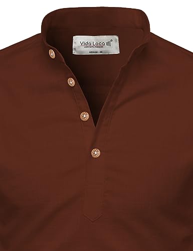 Image of Vida Loca Full Sleeve Mandarin Collor Cotton Casual Slim Fit Shirt for Men's