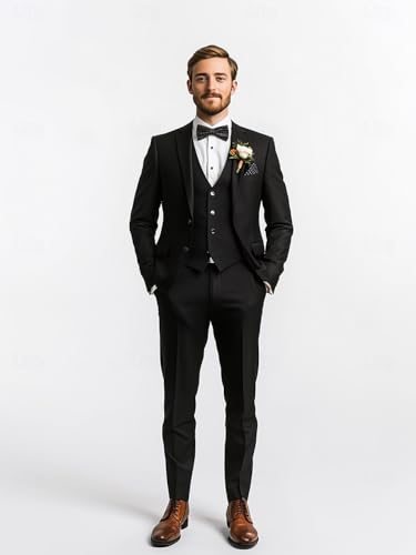 3 Pieces Men's Suit Slim Fit Single Breasted Tuxedo Jacket Vest Pants Set Casual Formal Wedding4