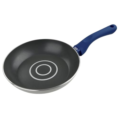 Tasty Sartén con Dosificador de Aceite, Sartén de Cocina Antiadherente, Apta para Inducción, Gas, Vitrocerámica y horno, Aluminio Prensado, Mango Suave, 20 x 5 cm, Color Azul y Gris, 1 ud.