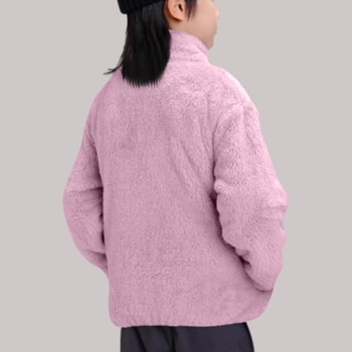Winter Fuzzy Coats for Girl Double-sided Fleece Cute Jacket Long Sleeve Stand Collar Jackets 2025 Sherpa Fluffy Coat3