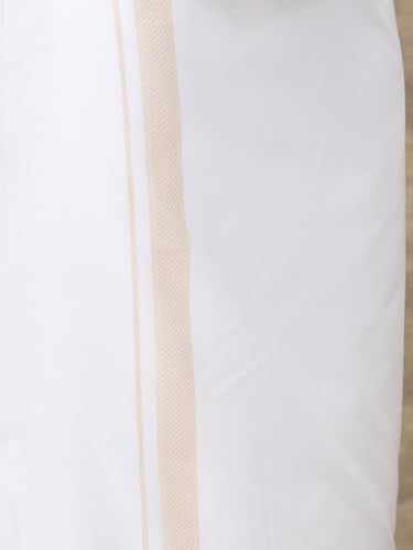 Image of RAMRAJ COTTON Men Full Sleeve Solid Shirt With Matching Border Dhoti|Ideal For Weddings And Occasion