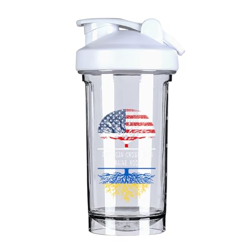 America Crown With Ukrainians Roots 18 Ounce Shaker Cup,Fashion Theme Pattern Shaker Bottle Leak-proof Workout Shake Bottles 500ML/18 oz Perfect for Pre Workout