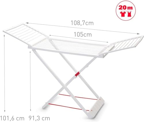 Miniatura 2 de Dekohome Tendedero Plegable Con Alas, 20 Metros De Superficie De Tendido, Hecho De Resina Resistente Al Sol Y A La Intemperie, 180 X 108 X 55 Cm, Blanco