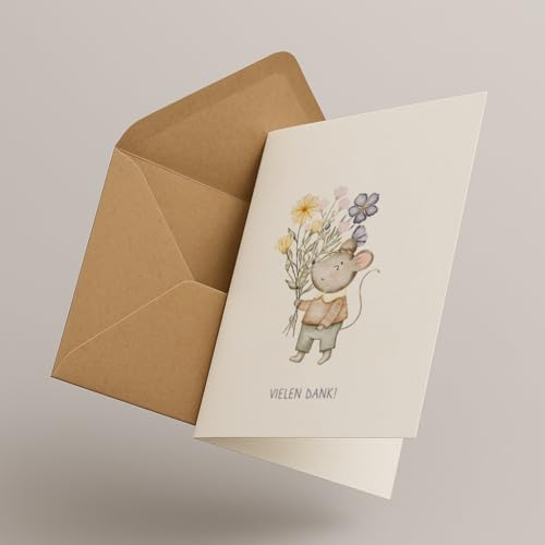 Koko&Lora Faltkarte: Vielen Dank - zuckersüße Grußkarte mit Umschlag - Dankeskarte • Danke sagen • Dankeschön Karte (3er Set)