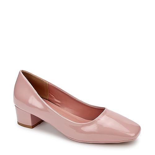 Image of Marc Loire Women Square Toe Solid Block Heel Pumps for Office, Party and Formal Wear