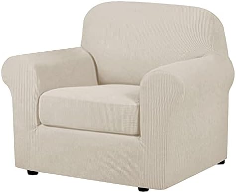H.VERSAILTEX 2-Pieces Armchair Cover Chair Slipcovers with Arms Furniture Protector Cover Fit Armchair Width Up to 47 Inch, Jacquard Spandex Couch Covers Armchair Slipcover - Island Fossi, Chair