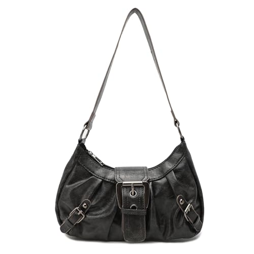 Ausing Schultertasche Vintage Y2K Handtasche Damen Mini Umhängetasche Elegante Schultertasche für Party Date und Abendevents Grau