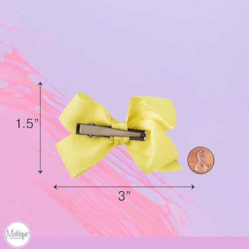 Image of Small Solid Bow for Girls - Set of 12 (Pale Yellow)