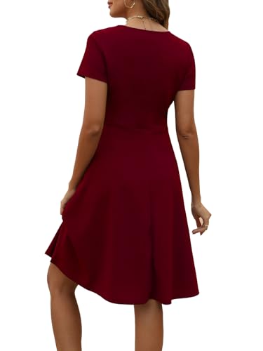 BARASA Women's Wear to Work Dresses Elegant Sweetheart Neck Short Sleeve Party A-Line Knee Length Dress D1634