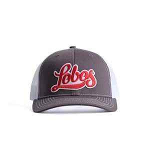 University of New Mexico Lobos Hat UNM NCAA Collegiate Custom Embroidered Patch Charcoal and White Trucker Hat with Snapback Closure Baseball Cap
