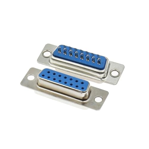 5Pcs DB9 DB15 DB25 DB37 Hole/Pin Female/Male Blue Welded Connector RS232 Serial Port Socket DB D-SUB Adapter 9/15/25/37 pin(DB15 Female)