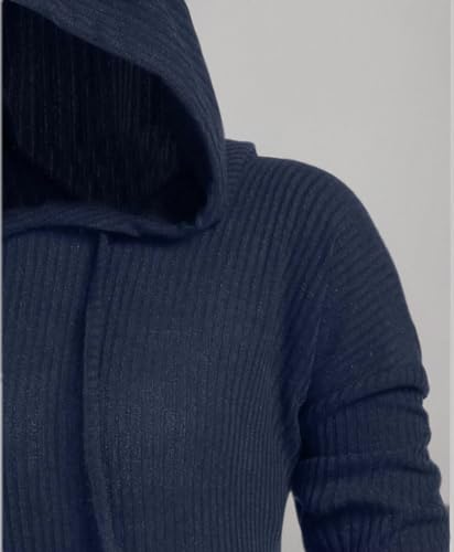 Women Sweater Dress Hooded Costume High Low Drop Shoulder Longline Gothic Pullover Outfit4