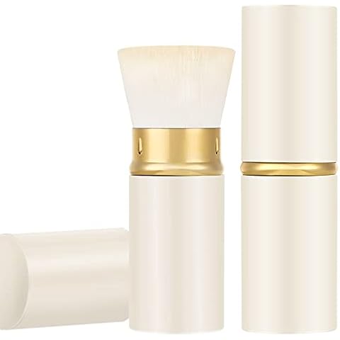 Falliny Retractable Foundation Makeup Brushes, Travel Kabuki Powder Brush Portable Liquid Foundation Sunscreen Brush with Cover for Blending Liquid, Bronzer,Cream or Flawless Powder Cosmetics Cover