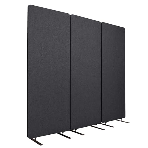 Stand Up Desk Store ReFocus Freestanding Noise Reducing Acoustic Room Wall Divider Office Partition (Ash Grey, 72" x 66", Zippered 3-Pack)