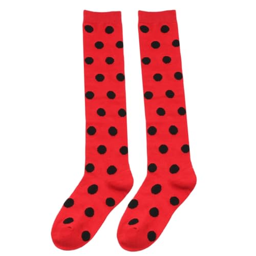 MZRAN Calcetines de actuación de mariquita para mujeres y niñas, actuaciones infantiles, calcetines altos hasta el muslo, calcetines largos para baile y fiestas de cosplay, accesorios de 7 a 12 años,