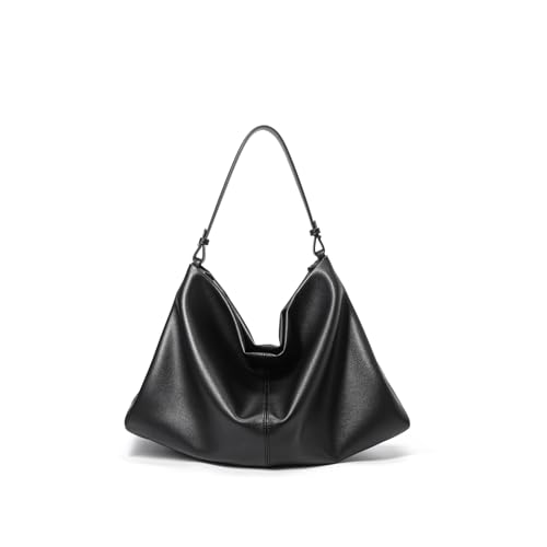 Covelin Minimalist Soft Leather Tote Bag - Adjustable & Detachable Crossbody Strap, Hobo Casual Shoulder Purse for Everyday Work