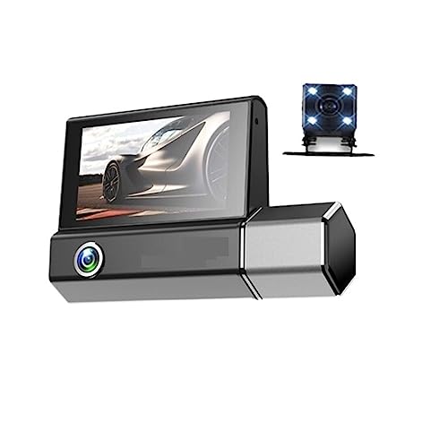 Dentro del vehículo cámara de salpicadero triple FHD 1080P contra colisiones traseras