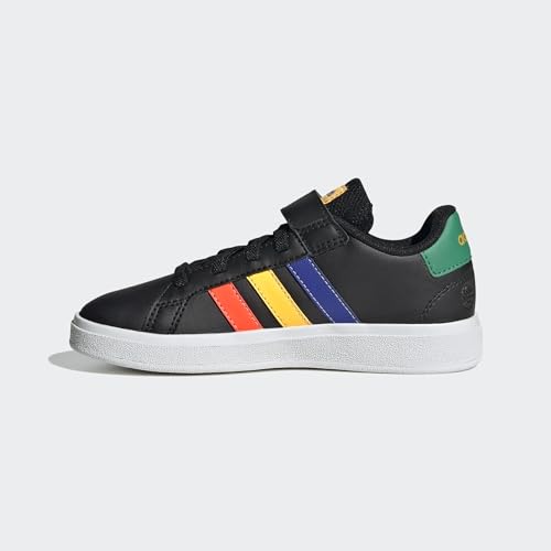 adidas Grand Elastic Lace and Top Strap Shoes Tennisschuhe, Core Black/Lucid Blue/Court Green, 38 EU