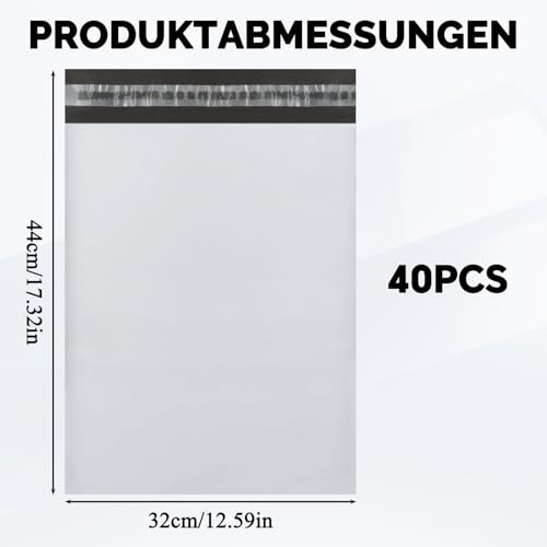 Solivive 40 Stück Kunststoff Versandtaschen,Wasser und Staubdicht Versandtüten Kleidung,Starke Haftung Versandtaschen,Geeignet für den Transport von Waren,Kleidung Usw(32x44cm,Weiß)