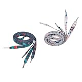Gatuida 2 Pares de Cordones Fácil de Insertar de Poliéster de 120 Cm y Diseño Estilizado Estampado Nacional para Zapatillas Deportivas y Zapatos Casuales