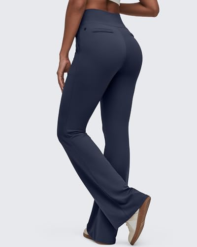 Image of G4Free BareFeel Flare Yoga Pants Women High Waisted Bootcut Leggings with Pockets Dress Work Pant Petite /Regular /Tall
