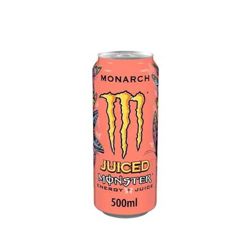 Monster Energy Drink Flavours | Juiced, Zero Sugar, Ultra, Monarch, Fiesta Mango, Strawberry Dreams, VR46, Punch | High Caffeine Sports Energy Drink | 500ml (Pack 24, Monarch Juiced)