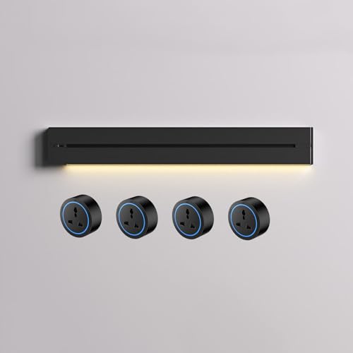 Regleta de alimentación de 8000 W, toma de corriente extraíble con adaptador de CA de 110-250 V para cocina, oficina y escuela,Black-50CM