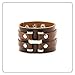 Fusamk Fashion Alloy Snap Wide Leather Wristband Cuff Bracelet,7-8inches