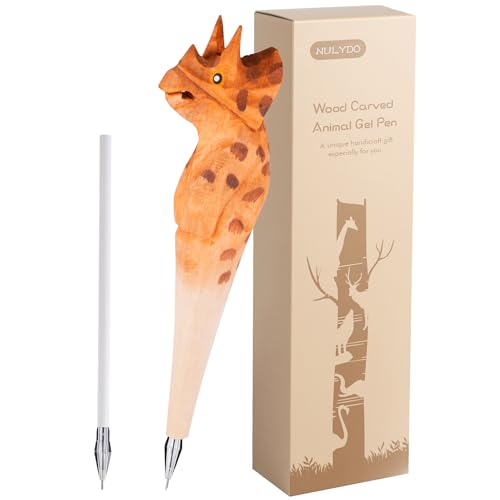 Bolígrafo de gel tallado a mano Triceratops de madera miniatura 1