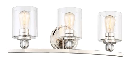 Image of Minka Lavery 3073-613 Studio 5 Vanity Bath Light, 3-Light, 180 Total Watts, 24-in H x 9-in W, Polished Nickel