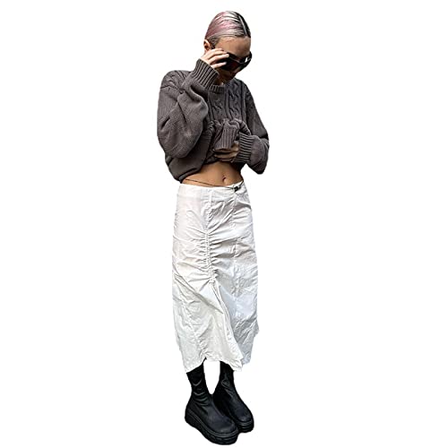 GREEndhat Longues Jupes de Cargaison pour Femmes Low Taille plissée de la Jupe Massive de Poche de Cargaison midi de Cargaison,1,L Cover