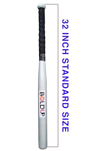 Image of Wooden Baseball Bat for Power Hitting - Solid Hardwood, Anti-Slip Grip Handle, Balanced Swing Design (Combo of 2 Silver)