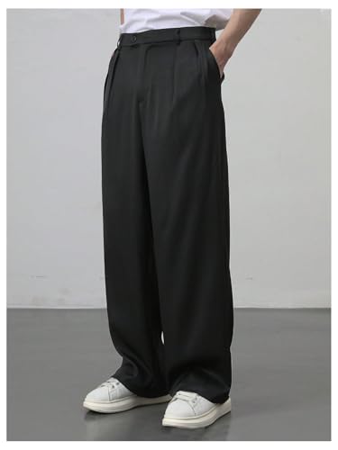 SHENHE Men's Straight Leg Pleat Front Dress Pants Scrubs Business Casual Suit Pants Trousers4