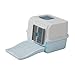 Enclosed Cat Cats Toilet Flip Door Easy to Maintain Modern Space Saving Efficient Cats Litter Container with Lid, Blue