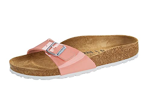BIRKENSTOCK Madrid BF Damen,Frauen,Sandalen,Synthetik,Lackoberfläche,atmungsaktiv,angenehm,eine Schnalle,Coral Peach,42 EU