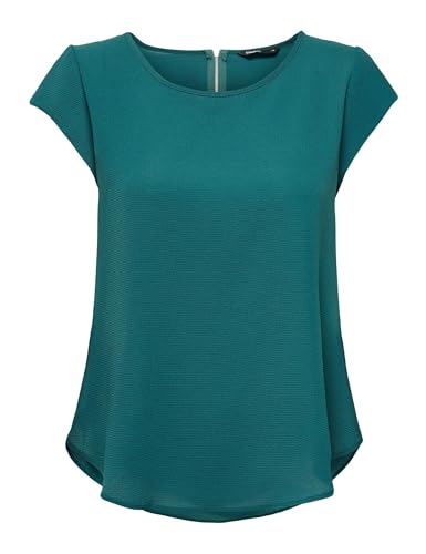 ONLY Damen Einfarbige Kurzarm Bluse Basic Rundhals Ausschnitt Blusen T-Shirt Blouse Oberteil ONLVIC, 15142784, Grün-2,44