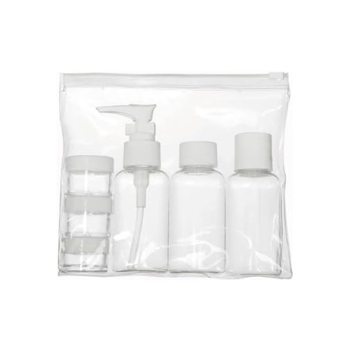 Kit Viagem 9 Pe&ccedil;as Frascos Potes e Esp&aacute;tula Para Shampoo Perfume Condicionador Creme Outros...